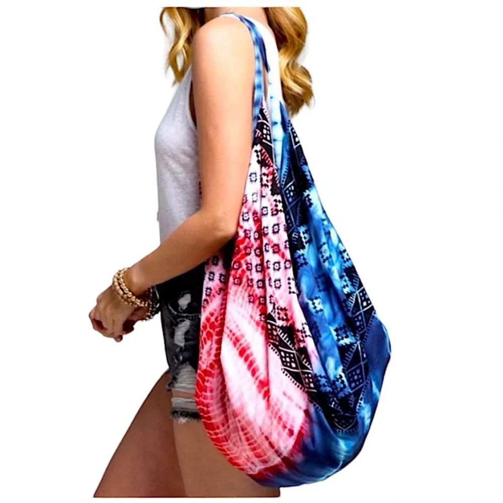 American Summer Party Soft and Sexy Full Zip Market Hobo Bag Festival Flag New